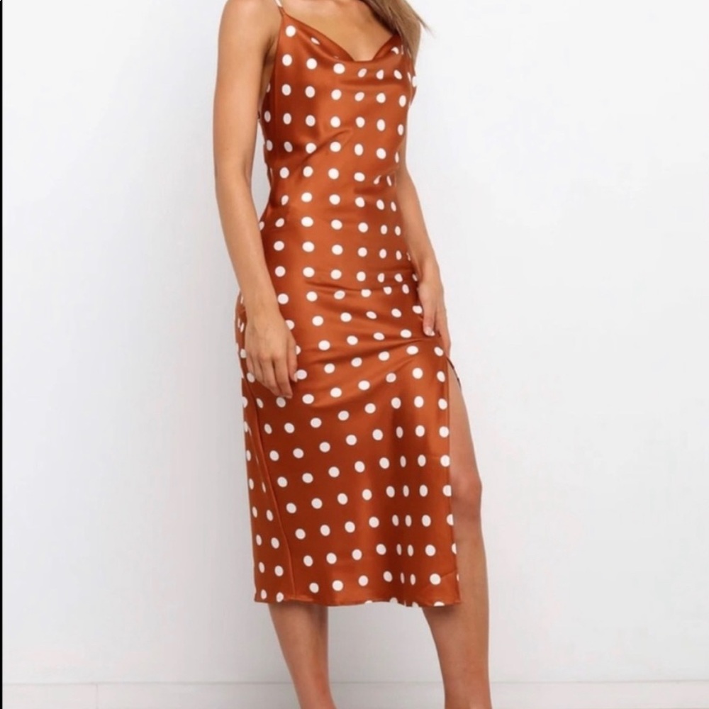 Polka dot rust color dress
